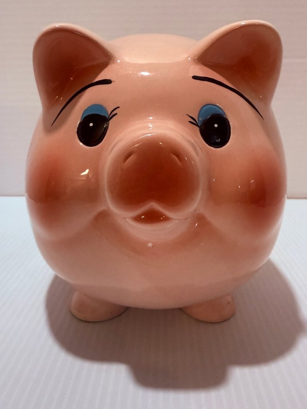 Pink Ceramic Piggy Bank Coin Bank with Bottom Stopper
